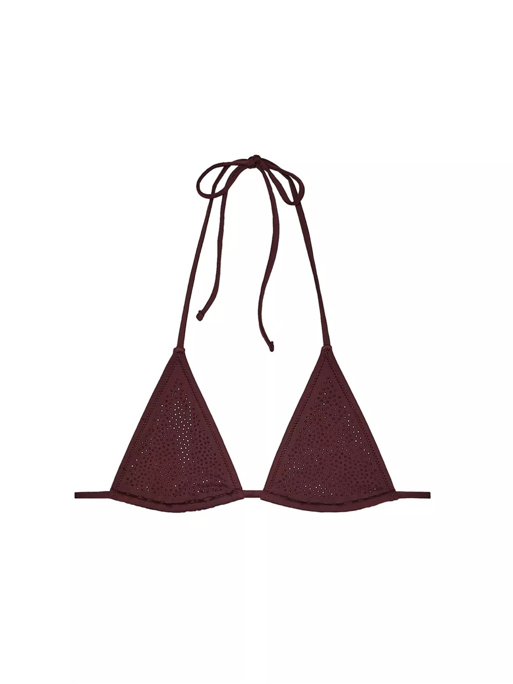 Zara Crochet Triangle Bikini Top - Plum Brown